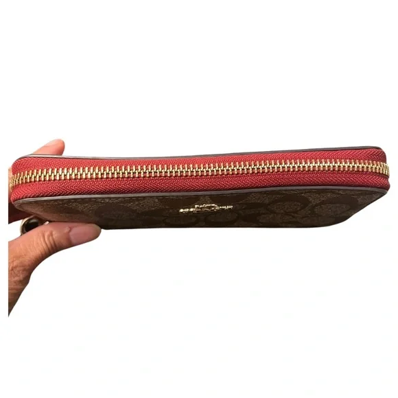 Coach Red/Wine Signature Coates Canvas Zip Wallet - Picture 8 of 13